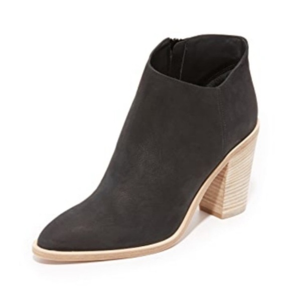 Vince. || Easton Heeled Ankle Booties Nubuck Leather Black 39 US 9 - Picture 1 of 8